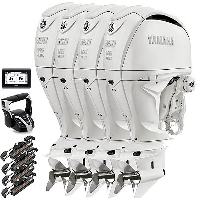 Quadra Motor de Popa Yamaha 4X 350 HP 4 Tempos BST2X Branco 25" Pol. Comando Eletrônico e Tela CL5 Display - Faturamento INSCRIÇÃO ESTADUAL E PRODUTOR RURAL REGIÃO NORTE, NORDESTE E CENTRO-OESTE
