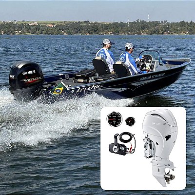 Barco Levefort Marajó Master 17 Freestyle Special Series+ Tohatsu 115 HP 4T Branco Elétrico Power Trim - Fat. PJ+ Carreta Rodoviária+ Acessórios de montagem