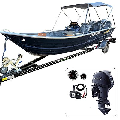 Barco Martinelli XNavigation 6.0 com Tohatsu 50 HP 4T c/ Power Trim Fat. PJ + carreta rodoviária + acessórios de navegação