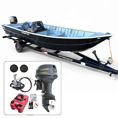 Barco Martinelli Thunder 600 + Yamaha 40 HP 2T Partida Elétrica Fat. PJ + Carreta rodoviária e acessórios de navegação instalados