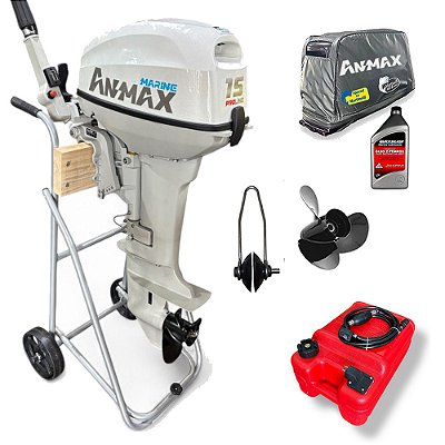 Motor de popa Anmax 15 HP 2T + Special Kit - Edição Exclusiva Martinelli - Preço CNPJ ou Produtor Rural