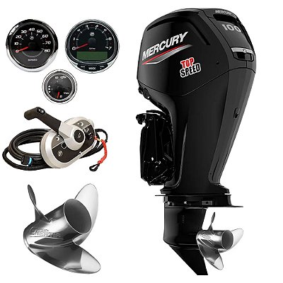 Motor de popa Mercury 100 HP ELPT EFI CT 4T Top Speed c/ hélice Inox Enertia - Exclusividade Martinelli Partida Elétrica e Power Trim Rabeta 20" - Preço especial P. Rural e PJ