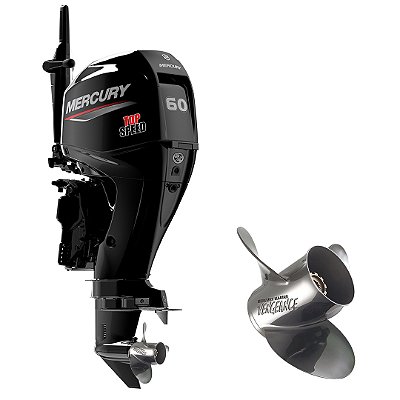 MOTOR DE POPA MERCURY 60 HP ELHPT EFI 4T TOP SPEED MID TILLER c/ hélice Inox Vengeance - Exclusividade Martinelli Partida Elétrica e Power Trim Rabeta 20" - Preço P. Rural e PJ