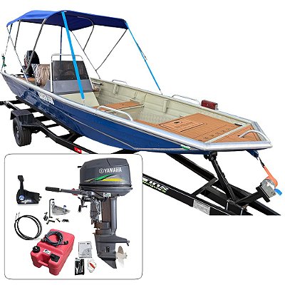 Barco Martinelli Kaisen 550 DC com motor Yamaha 30 HP 2T Part. Elétrica + Carreta Rodoviária - Preço do motor para PJ ou Produtor Rural