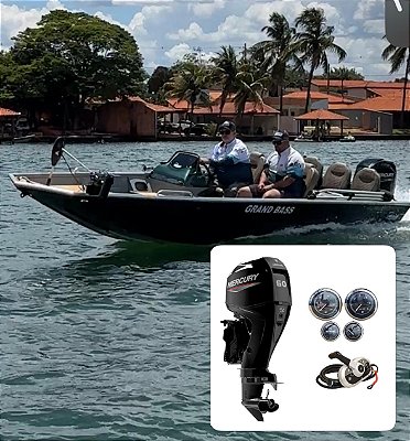 BARCO MARTINELLI GRAND BASS G2 FREEDECK + MERCURY 60 HP 4T ELPT FAT. PJ ou PROD. RURAL + ACESSÓRIOS DE MONTAGEM