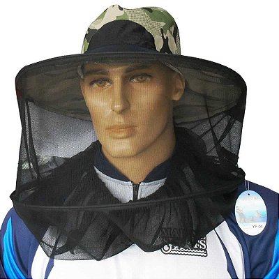 Chapéu de pesca com tela mosquiteiro Yf01 p/ pesca e camping