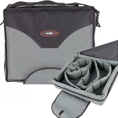 Bolsa porta carretilhas multipla MTK - comporta até 9 carretilhas - cor cinza escuro/preto