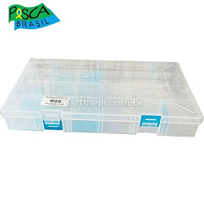 Estojo Pesca Brasil papa iscas transparente até 24 compartimentos