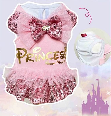 Jardineira Princess Rosa Bebe