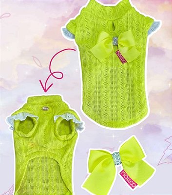 Capa Tricô Manguinha – Verde Lima