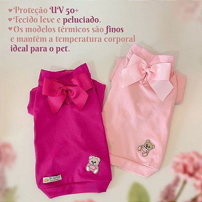 Blusa Térmica Urso Rosa Bebe - Proteção Uv50