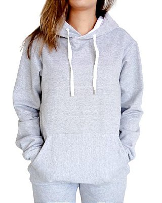 Blusa de Frio Moletom Feminino Cinza