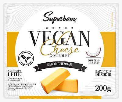 Queijo vegano tipo Cheddar Superbom Gourmet 200g (COM VALIDADE PARA DIA 15/04/2022)