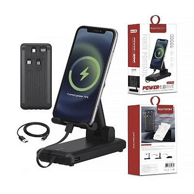 Carregador Portátil PowerBank 10.000 mAh com Suporte KA-978 - Kapbom