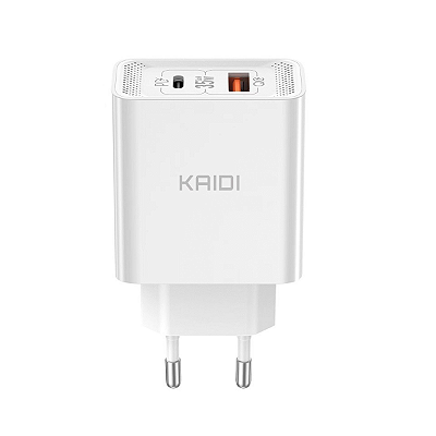 Carregador de Tomada USB-C e USB 2 Saídas Ultra Rápido 35W KD-671 - Kaidi