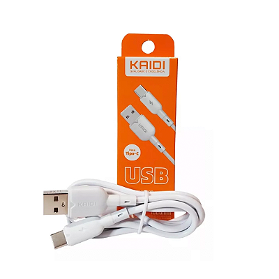Cabo Tipo C para USB 1M Branco - Kaidi
