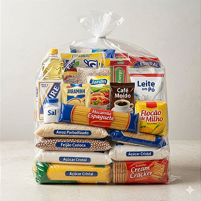 Cesta Básica de 75 Itens com Charque e Mat. de Limpeza