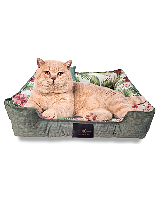 Caminha Pet Cachorro & Gato- Impermeável- Acquablock- P- Verde Floral 02