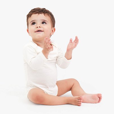 GUARDIÃO CO- BODY BEBÊ MANGA LONGA- TAMANHO M- 100% ALGODÃO- BRANCO