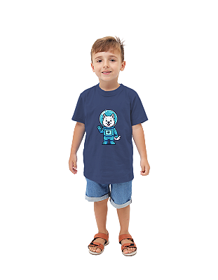 CAMISETA T-SHIRT INFÂNTIL ASTRONAUTA ZUZU- TAMANHO 04- 100% ALGODÃO 30.1- AZUL ESCURO