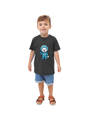 CAMISETA T-SHIRT INFÂNTIL ASTRONAUTA ZUZU- TAMANHO 14- 100% ALGODÃO 30.1- GRAFITE