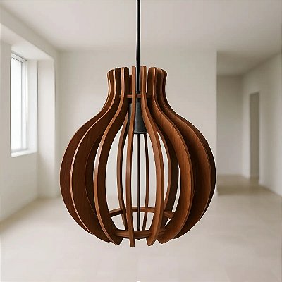 Lustre Pendente Luminaria Rustica Sala E Cozinha Madeira