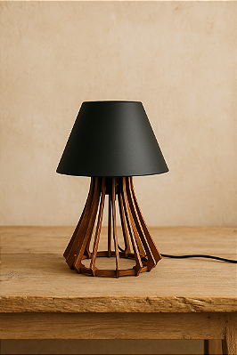 Abajur Quarto Casal E Sala Luminaria De Mesa Vulcão Preto