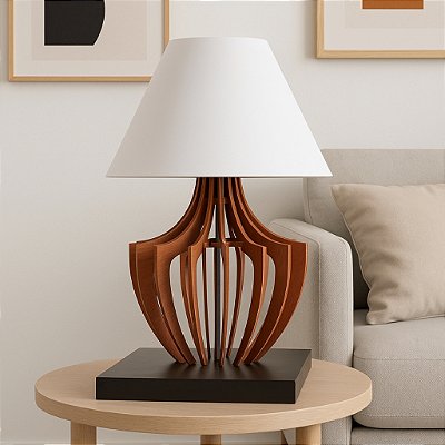 Abajur Aranha Madeira Moderno Casa Sala E Quarto Decoração