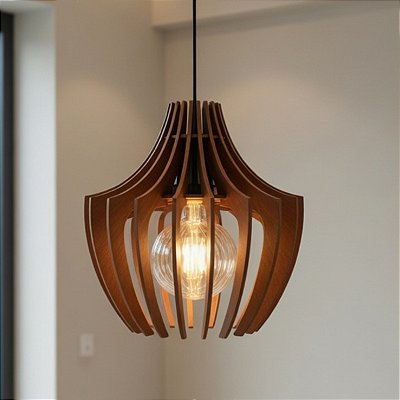 Luminária De Teto Aranha Pendente Madeira Rústica Moderna