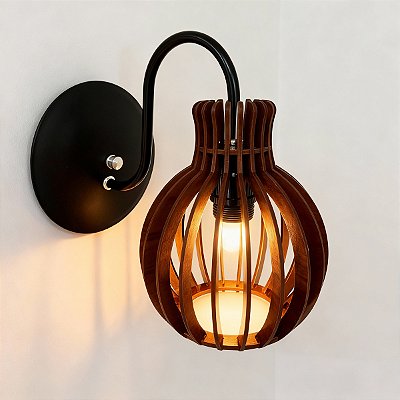 Luminária Bola Arandela Cabeceira Corredor Colonial Madeira