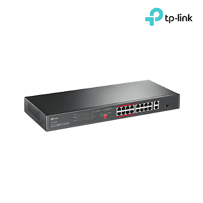 Switch TP-Link PoE+, 2x Gigabit 10/100/1000Mbps, 16 Portas - TL-SL1218P