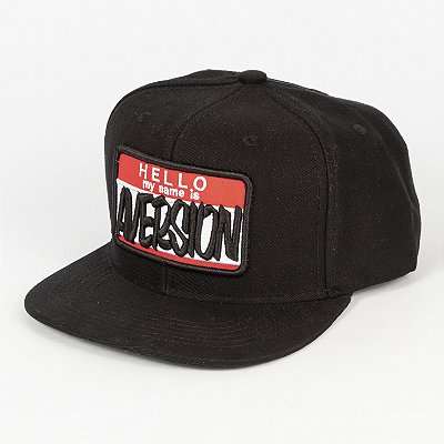 Boné Aversion Snapback Aba Reta Preto - Model Hello