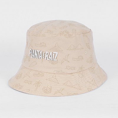 Chapéu Bucket Hat Aversion x Planta e Raiz Bege - Model Noronha