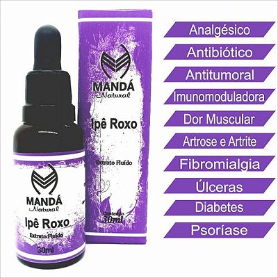 Extrato Fluído Ipê Roxo Puro 30ml Fibromialgia Natural