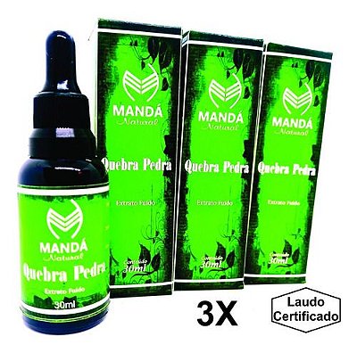 Kit 3 Extratos Fluido Quebra Pedra Diurético Pedra Nos Rins