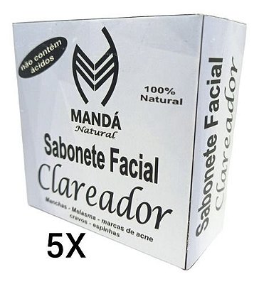 Kit 5 Sabonetes Facial Clareador Manchas Melasma Marcas Acne