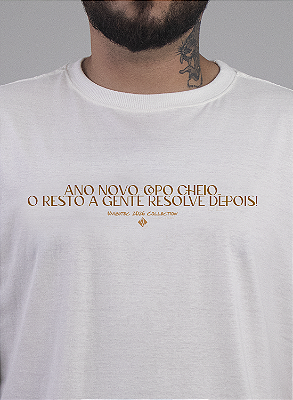 Camiseta Ano Novo Copo Cheio Unibutec Off White