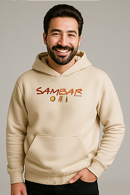 Moletom Canguru Peluciado Creme Com Capuz SamBar