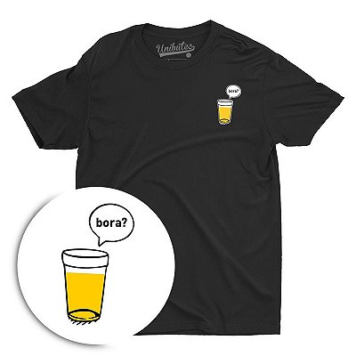 Camiseta Preta Unibutec Basic Copo de Cerveja, Bora?
