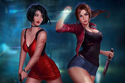 Quadro Gamer Resident Evil - Ada e Claire