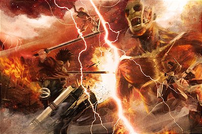 Quadro Attack on Titan - Eren vs Titã 3