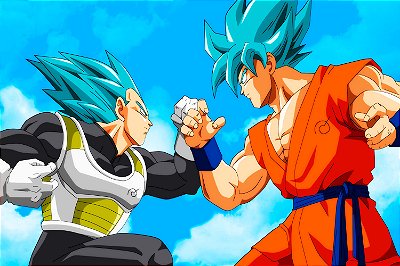 Quadro Dragon Ball - Goku e Vegeta Saiyajin Blue