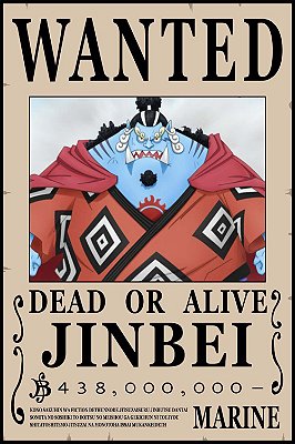 Quadro One Piece - Cartaz de Procurado Jinbei