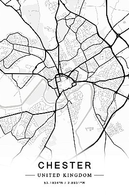 Quadro Mapa de Cidade - Chester Reino Unido