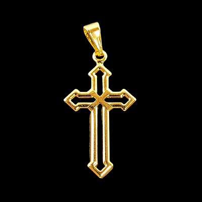 Pingente Crucifixo Vitoriano Banhado a Ouro 18K