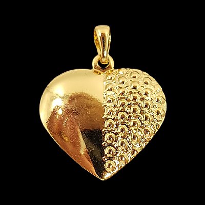 Pingente Feminino Coração Duas Faces Banhado a Ouro 18K