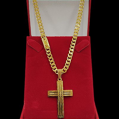 Cordão Pitbull 6mm Banhado a Ouro 18K + Pingente Alto Relevo