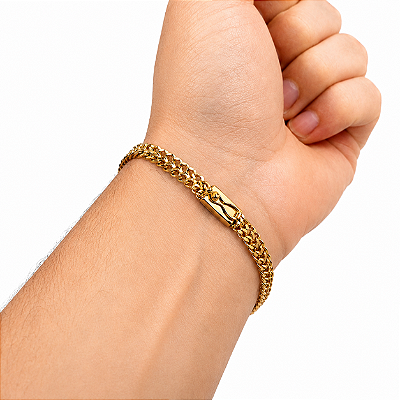 Pulseira Masculina Flat Laminada 7mm Banhada a Ouro 18K