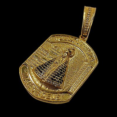 Pingente Nossa Senhora Mãe de Deus Cravejado Zircônia Banhado a Ouro 18K