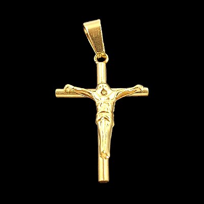 PINGENTE JESUS NA CRUZ BANHADA A OURO 18K